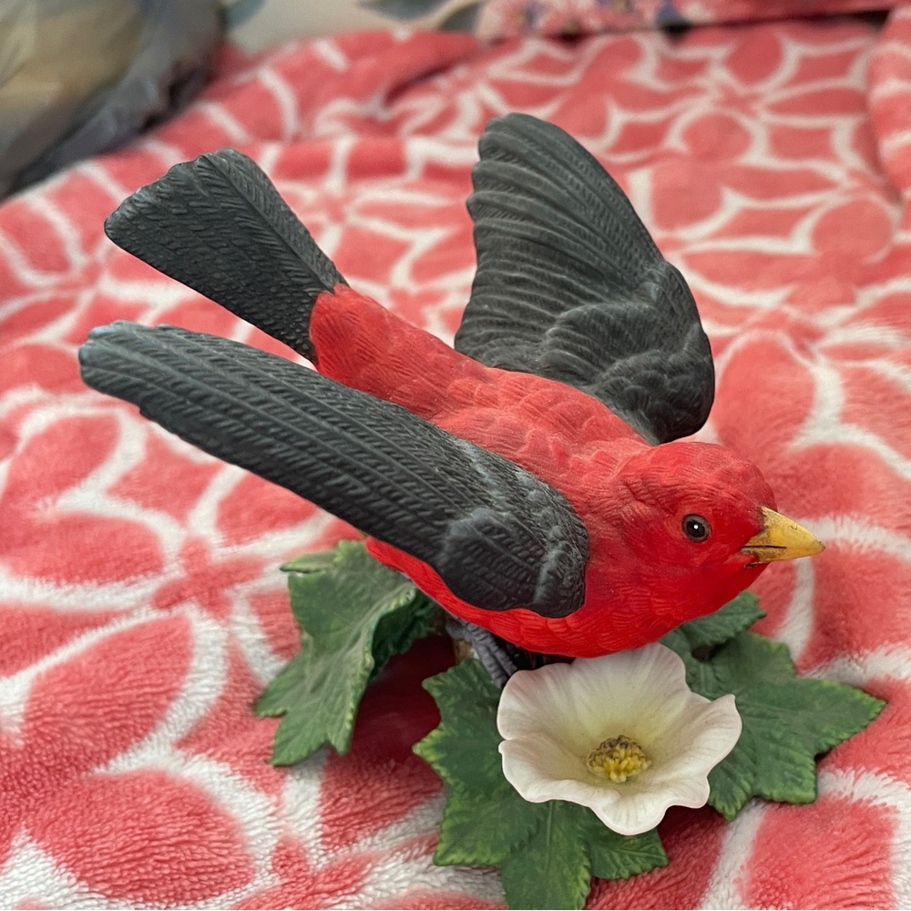 Lenox Red tanager bird with Green Leaves